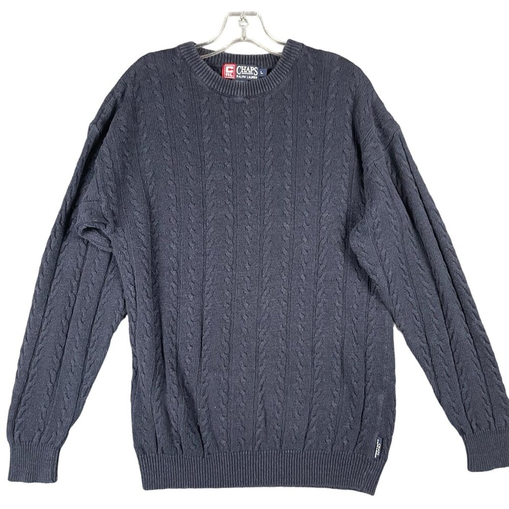 Chaps Ralph Lauren Sweater Mens Size L Cable Knit Fisherman Office Capsule Norm